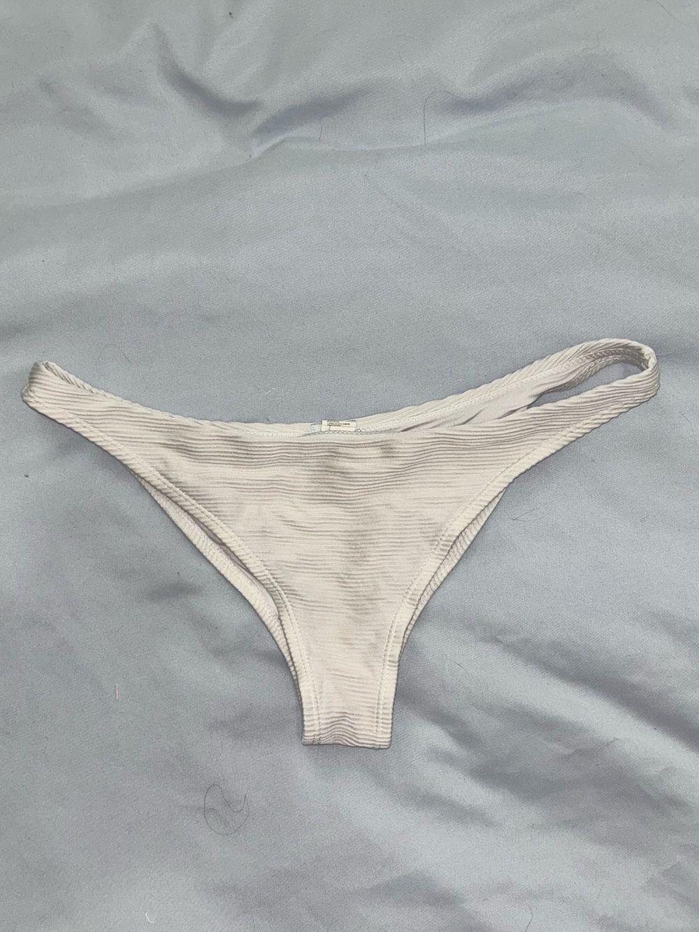 Ribbed Bikini Bottom - Light Beige/White